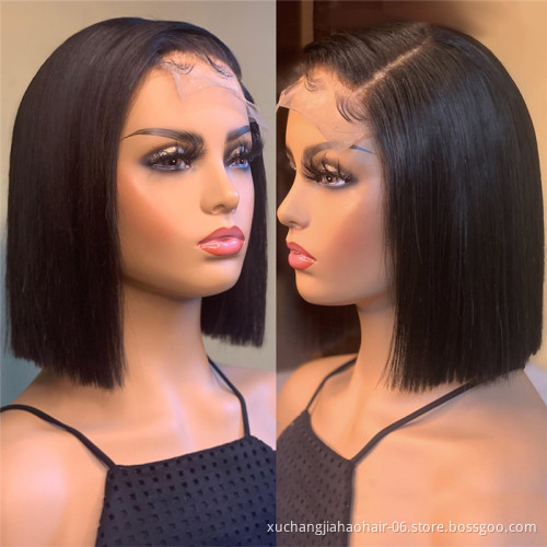 Raw Peruvian Virgin Human Hair Lace Frontal Wig For Black Women colored deep curly short bob human hair wigs